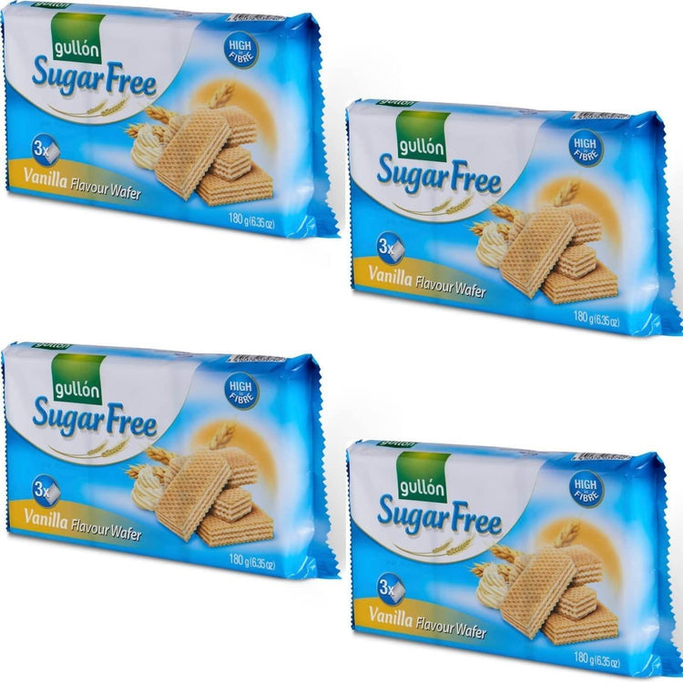 4 x 180g Vanilla Flavour Wafer Cookies Biscuits Sugar Free