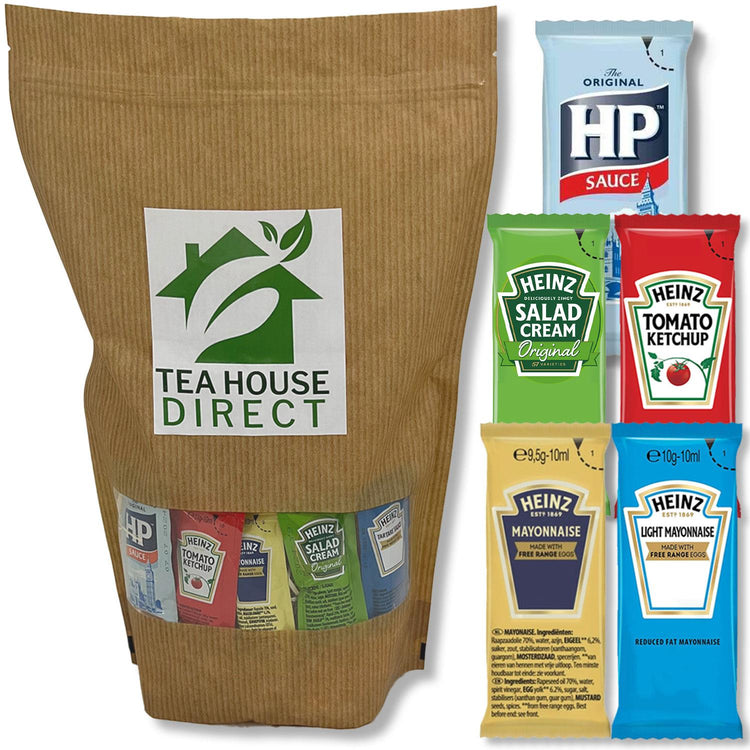 HP Sauce, Heinz Tomato Ketchup, Salad Cream, Mayonnaise, and Light Mayonnaise | British Favorites - 300 Sachets