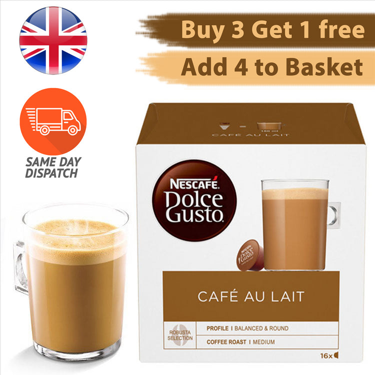 Nescafe Dolce Gusto Coffee Pods Cafe Au Lait Flavour - Buy 3 Get 1 Free