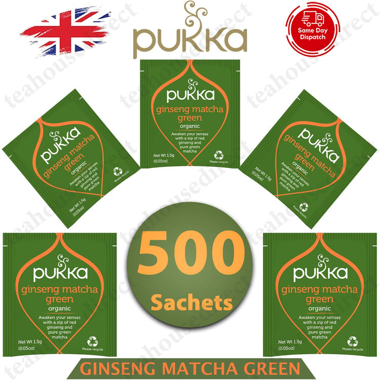 Pukka Herbal Organic Teas Tea Sachets - Ginseng Matcha Green (500 Sachets)
