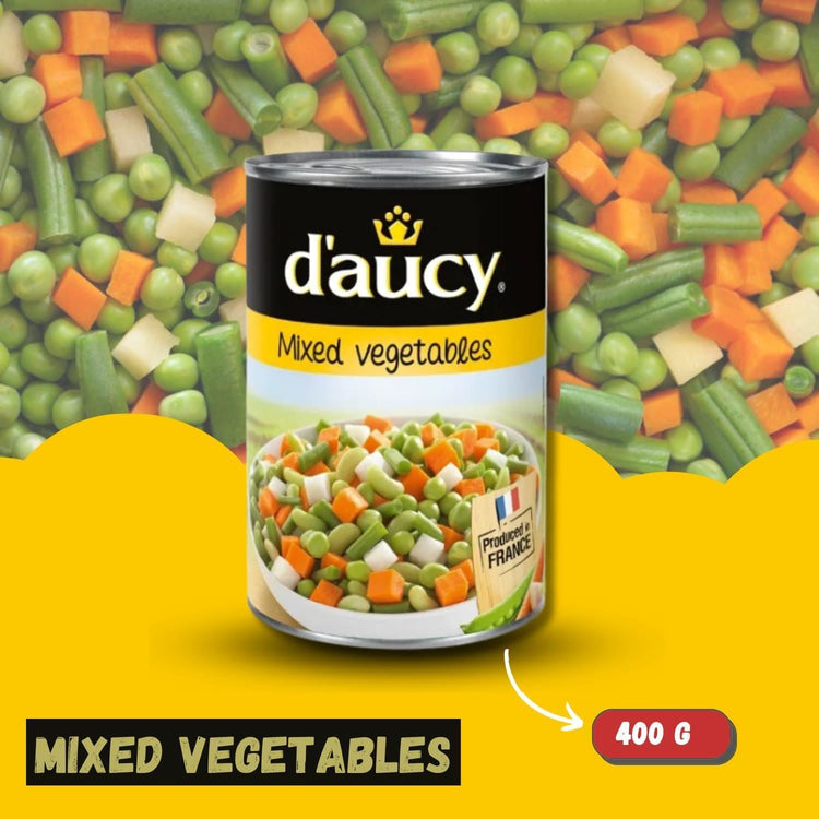D'Aucy Tinned Mixed Vegetables Peas Delicious and Nutritious Flavor 400g X 2