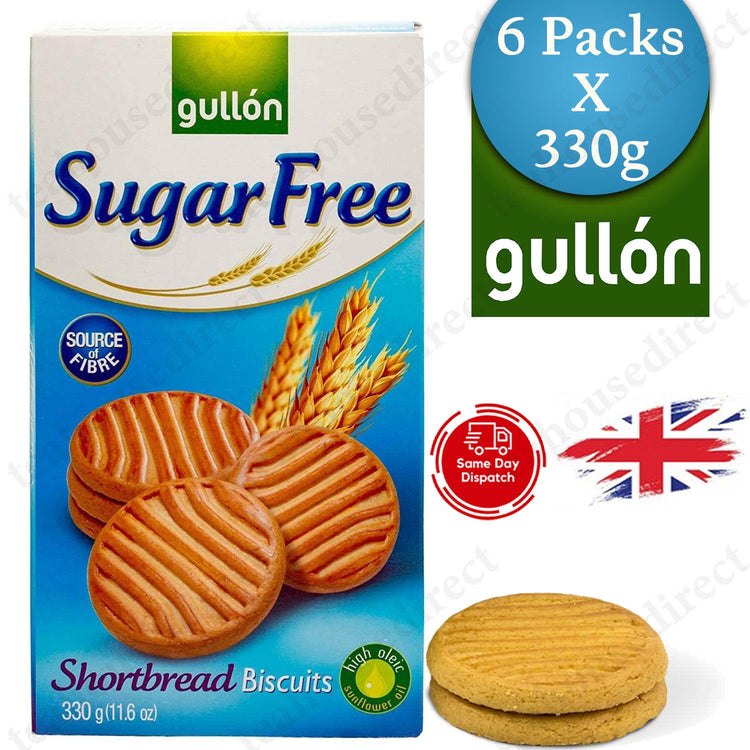 Gullon Sugar Free Shortbread Biscuits 6 x 330g - Pack of 6