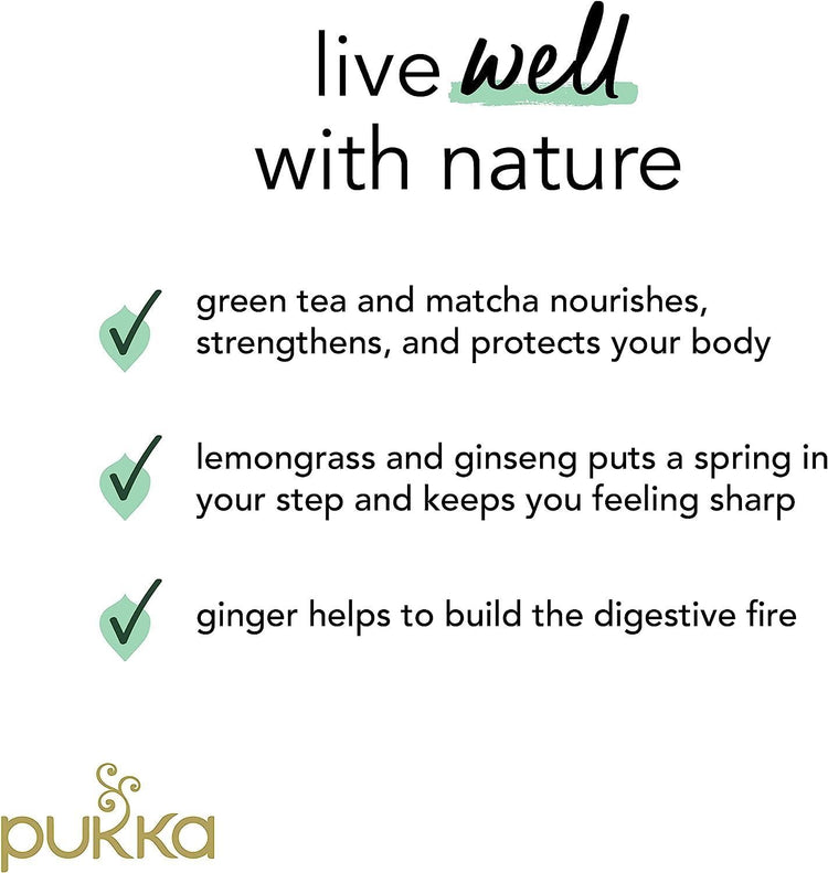 Pukka Herbal Organic Teas Tea Sachets - Ginseng Matcha Green (60 Sachets)