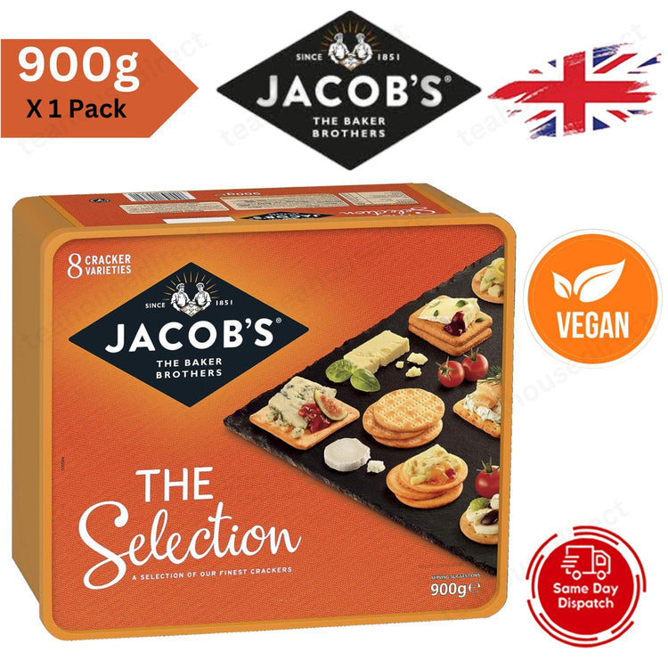 Jacob's Biscuits for Cheese 900g Tub with 8 Exquisite Cracker Varieties