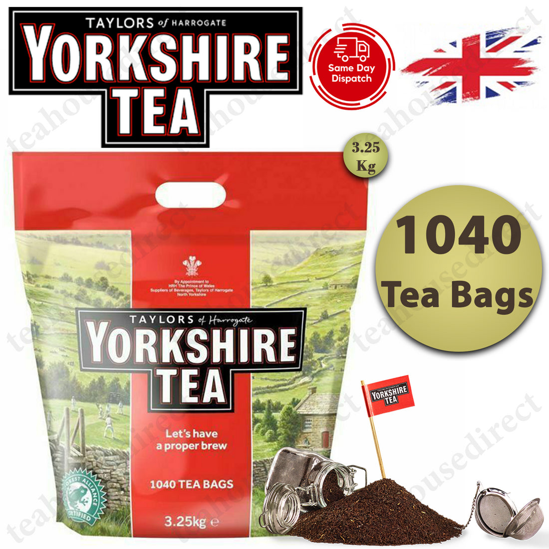 Yorkshire Tea Bags, 3.25 Kg (1040 Teabags), £9.75 at