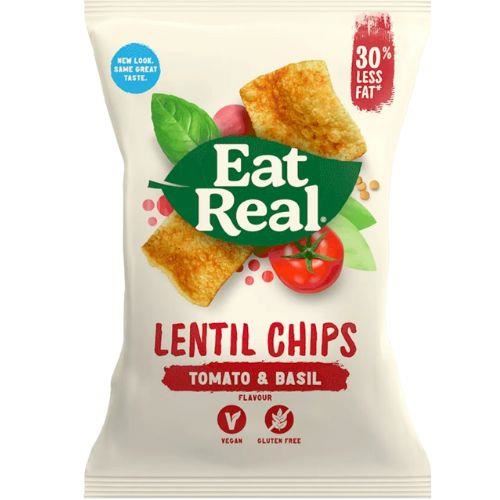 Eat Real Lentil Chips Tomato & Basil (113g x 10) Perfect Chips 6 Boxes