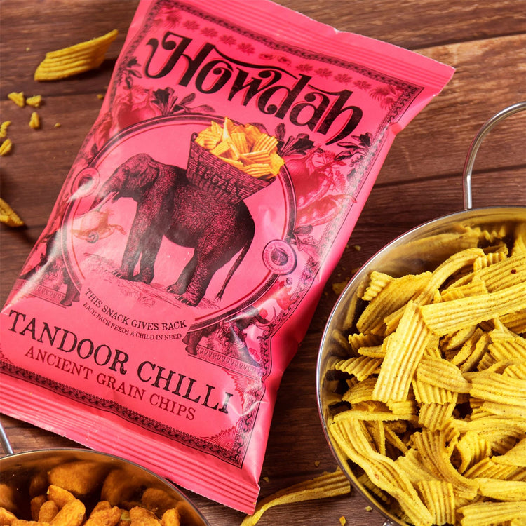 Howdah Tandoor Chilli Chips 130g Smoky, Savory and Spicy Red Chili Powder Snacks