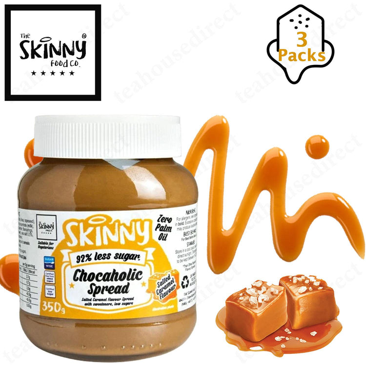 Skinny Spread Chocolate Salted Caramel Chocaholic 350g Low Sugar Jam 3 Packs
