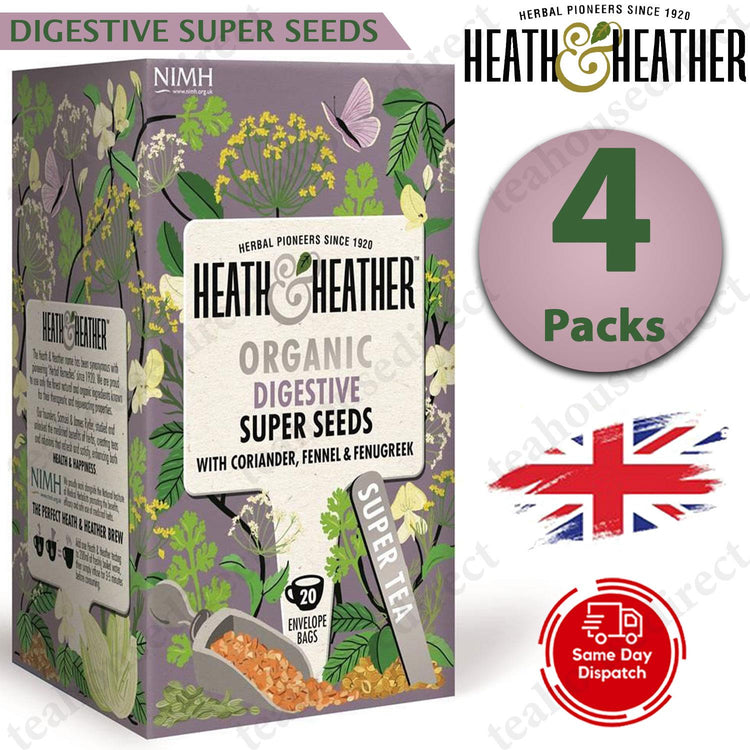 4X Heath & Heather Herbal Organic Teas Tea Sachets - Super Seeds Flavour