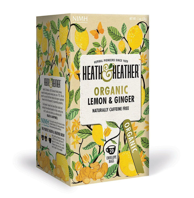 Heath & Heather Herbal Organic Teas Tea Sachets - Lemon & Ginger Flavour