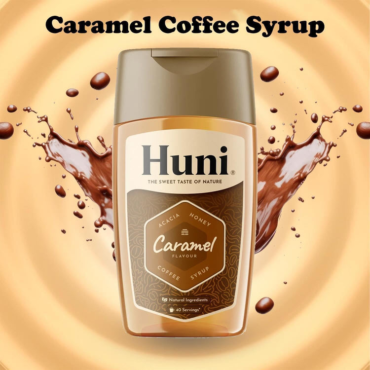 Huni Natural Coffee Syrup Rich Caramel with buttery Acacia Honey Based 200ml X 5