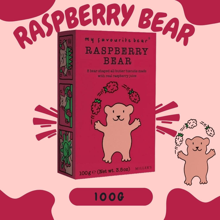 Artisan My Favourite Raspberry Bear Biscuits Made with Real Butter 100g X 5