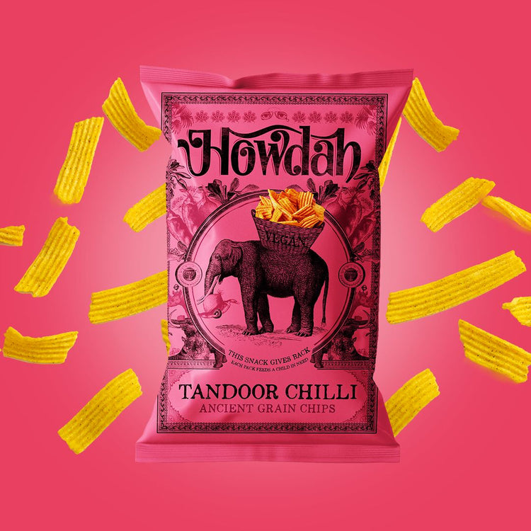 Howdah Tandoor Chilli Chips 130g Smoky, Savory & Spicy Red Chili Powder 8 Packs