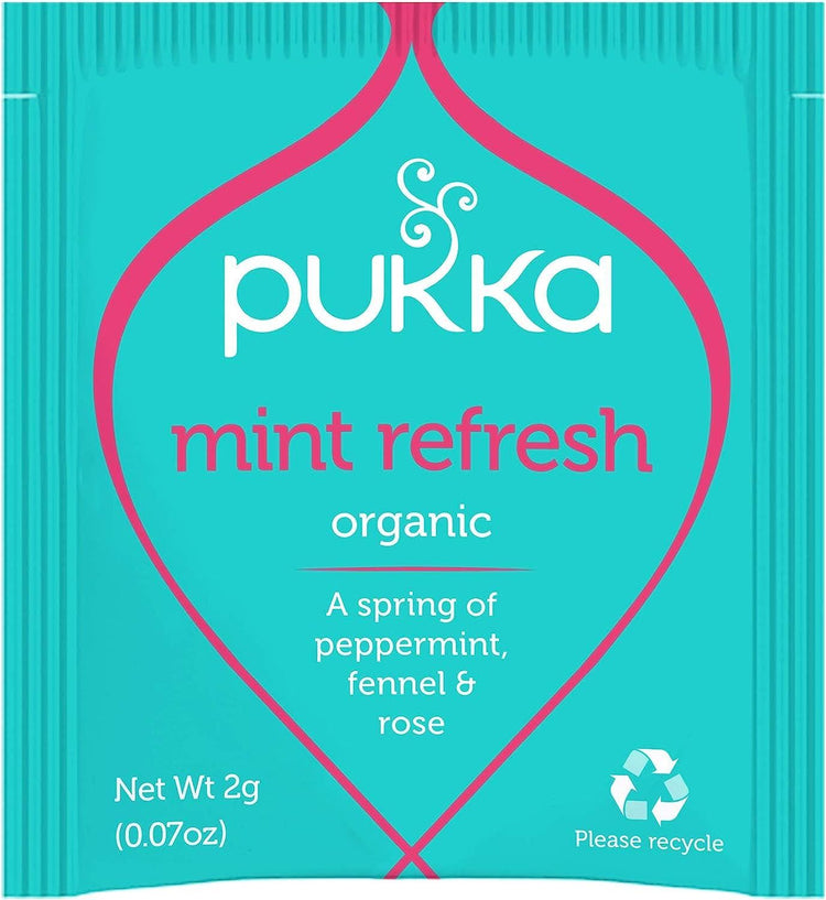 Pukka Herbal Organic Teas Tea Sachets Caffeine Free - Mint Refresh (100 Sachets)