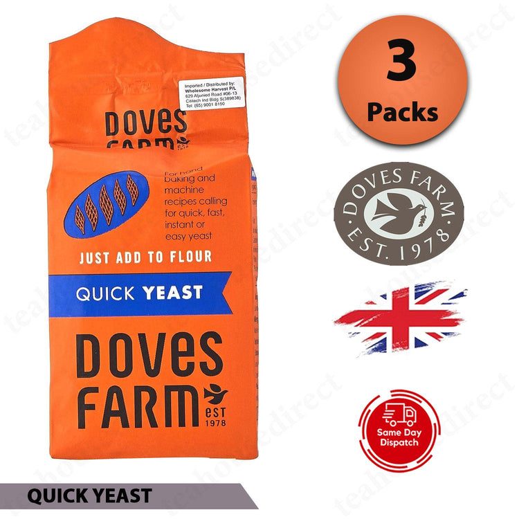 Doves Farm Quick Yeast Baking & Machine Recipes 125g (Pack of 3)