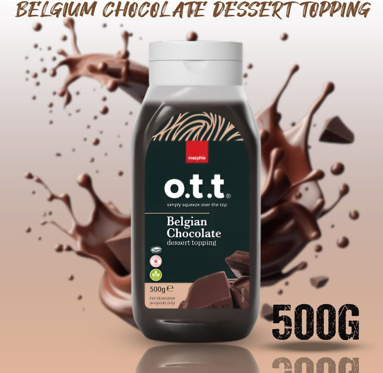 Macphie OTT Belgian Chocolate Dessort Topping With Decadent Flavor 500g X 5