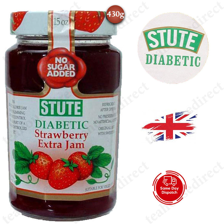 Stute Diabetic No Sugar Added Strawberry Extra Jam 430g - 1 to 6 Packs