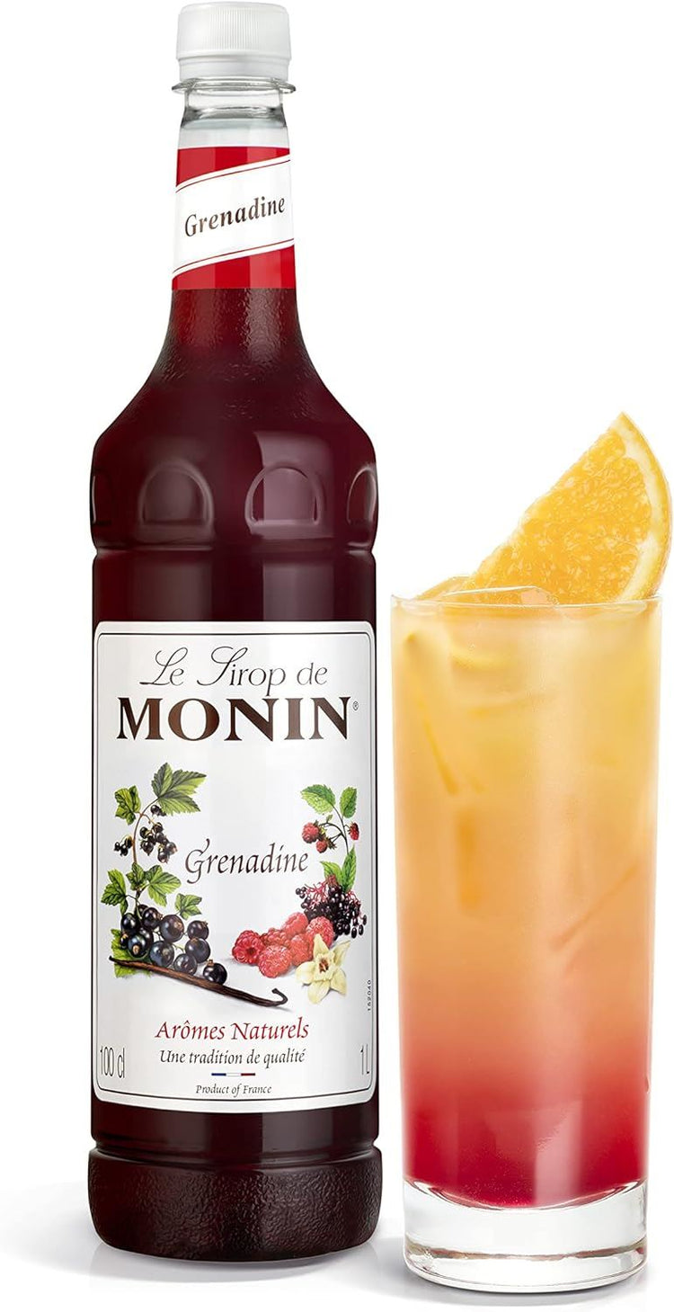 MONIN Premium Grenadine Syrup 1L for Coffee and Cocktails 4 Packs Colourings