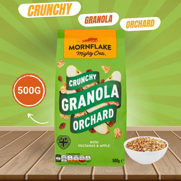 Mornflake Mighty Crunchy Granola Orchard with Sultanas& Apple & Tasty 500g X 4