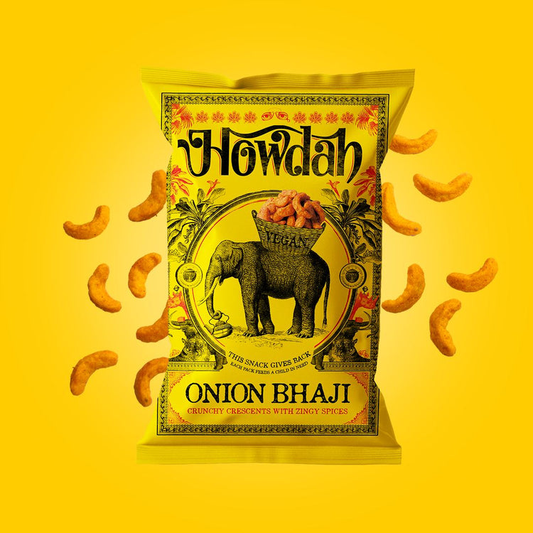 Howdah Onion Bhaji 150g Savory & Oniony Delicious Garam Masala Chips Pack of 12