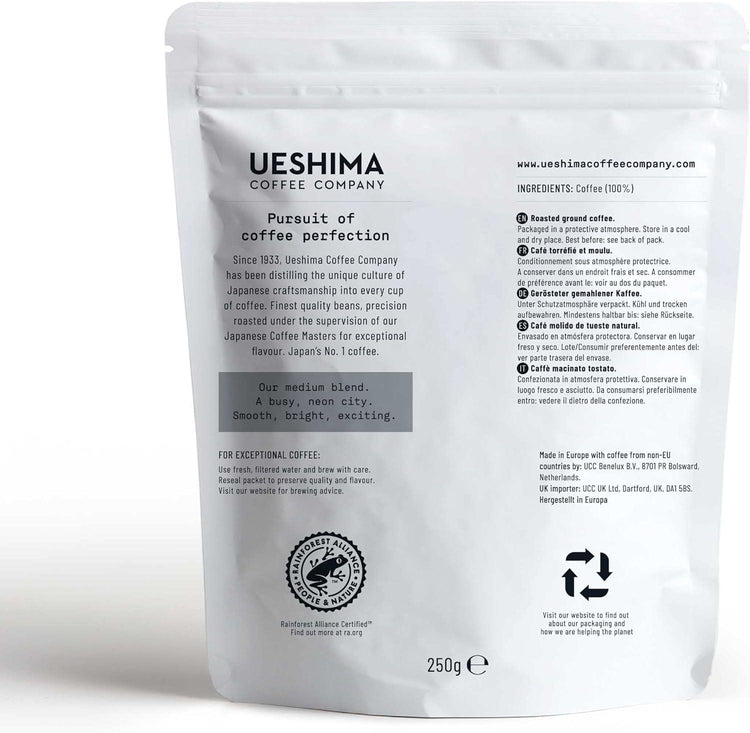 Ueshima Tokyo Roast Ground Coffee Our Medium Blend Smooth Coffee 250 Pack of 3