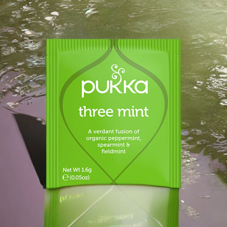 Pukka Herbal Organic Teas Tea Sachets Caffeine Free - Three Mint (80 Sachets)