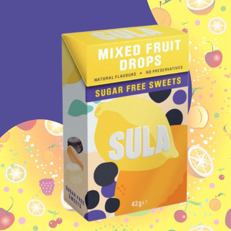 Sula Candy Mixed Fruits Sweet Sugar Free Variety of Natural Tropical Flavour 42g X 3
