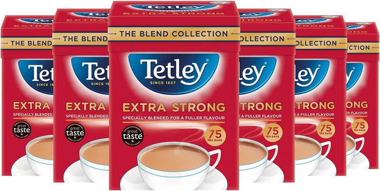 Tetley Extra Strong Tea Bags Teabag - 75 Per Pack - Pack Of 6 - Blend Collection
