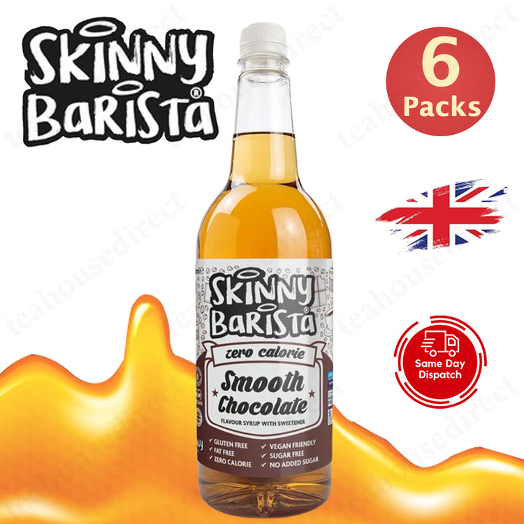 Skinny Barista Smooth Chocolate Zero Calorie Syrup Food Coffee 1 ltr Pack of 6