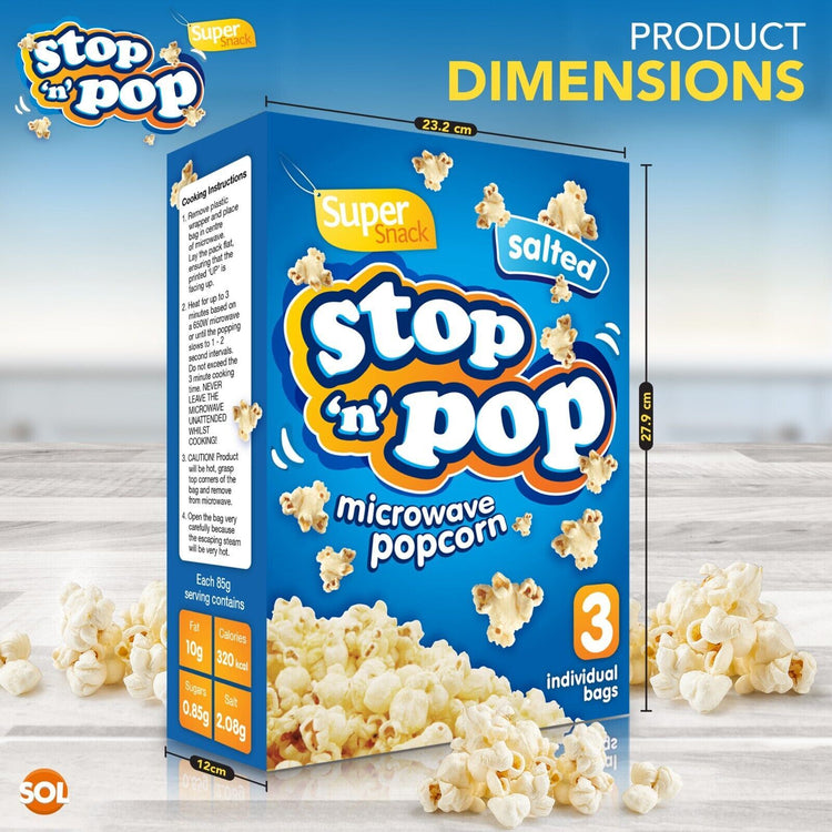 Stop 'N' Pop Salted Super Snack Microwave Popcorn 85g - 2 Box (Each 6 Sachets)