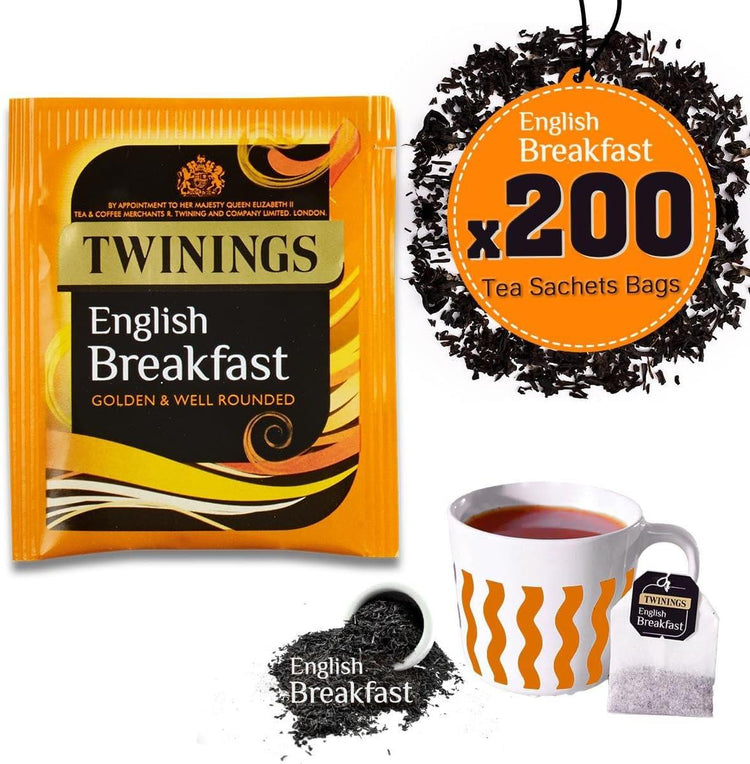 Twinings English Breakfast 200 Tea Sachets & Start Your Day Right With English Breakfast | Expertly Crafted Blend Of Premium Tea | An Iconic British Tea |Gift Box for Tea Lovers