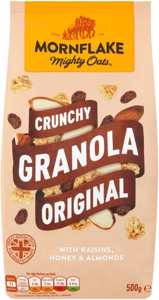 Mornflake Mighty Crunchy Granola Original with Raisins, Honey & Almonds 500g