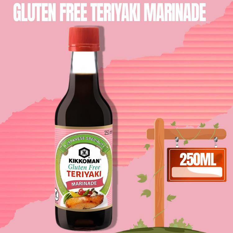 Kikkoman Gluten Free Teriyaki Marinade Flavour Traditional Soy Sauce 250ml X 2
