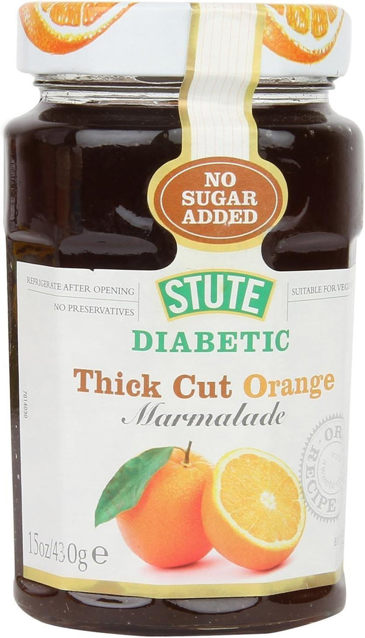STUTE Diabetic Thick Cut Orange Marmalade No Sugar Added 430g X - Packs of 1-12