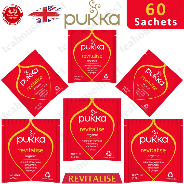 Pukka Herbal Organic Teas Tea Sachets Caffeine Free - Revitalise (60 Sachets)
