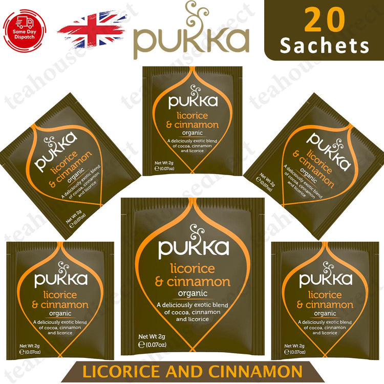 Pukka Herbal Organic Teas Tea Sachets - Licorice & Cinnamon (20 to 1000 Sachets)
