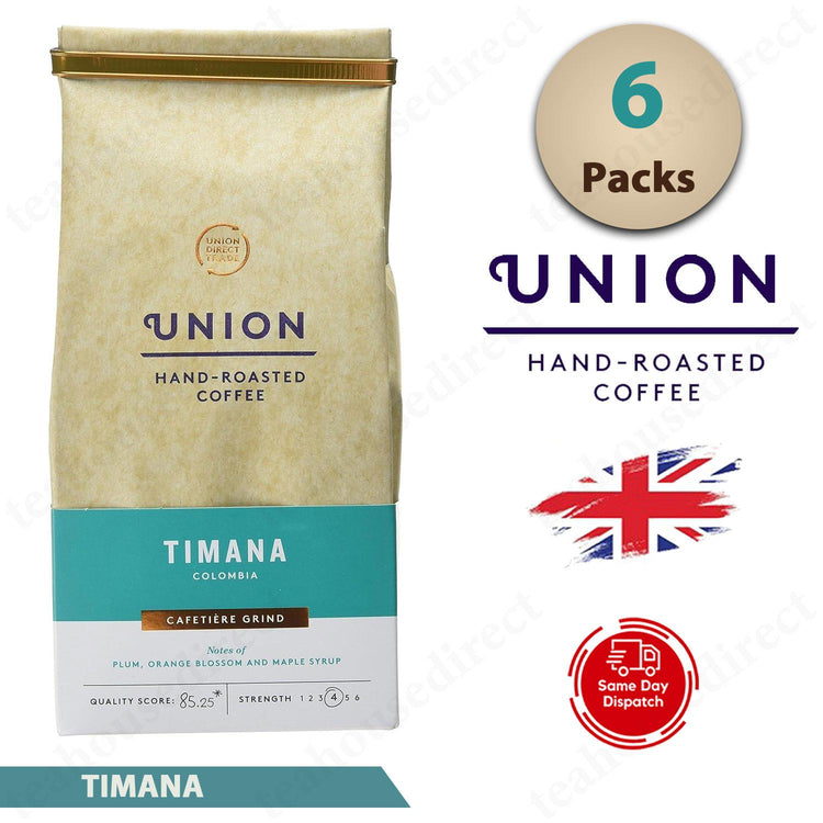 Union Hand Roasted Coffee Timana Colombia Ground Coffee 200g (Pack of 6)