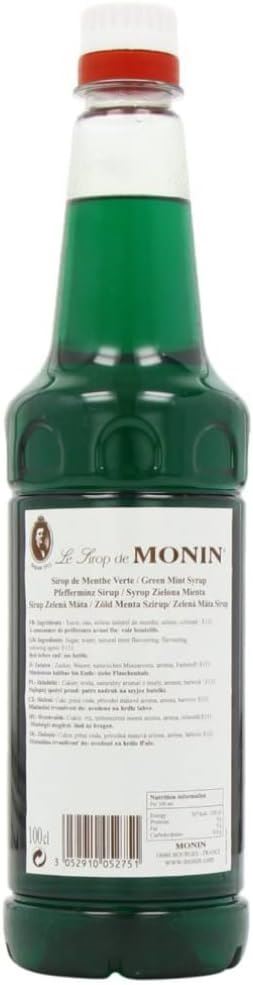 MONIN Premium Green Mint Syrup 1L for Coffee and Cocktails 1 Pack Colourings