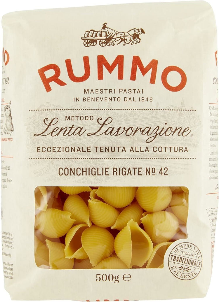 Rummo Conchiglie Rigate Durum Wheat Semolina Classic Shaped Pasta 500g X 6