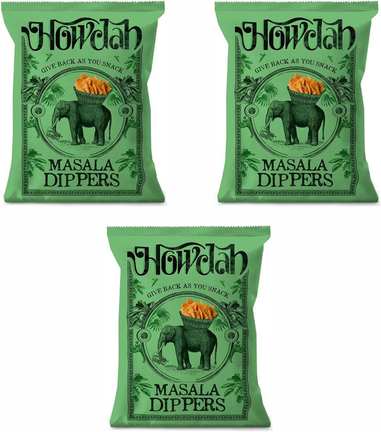 Howdah Masala Dippers Chips 150g Savory & Spicy Delicious Chili Powder Pack of 3