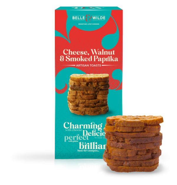 Belle & Wilde Gluten Free Cheese, Walnut & Smoked Paprika Toasts 100g Pack of 4