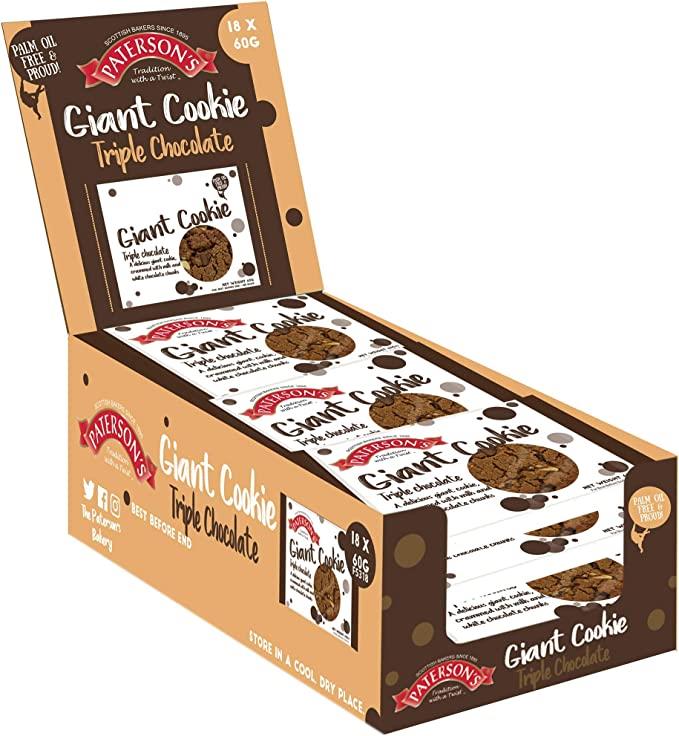 Paterson's Giant Triple Chocolate Cookies - 18x60g