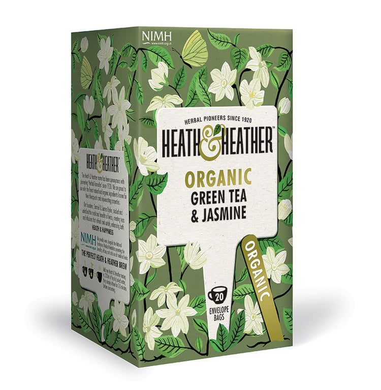 Heath & Heather Herbal Organic Teas Tea Sachets - Green Tea & Jasmine Flavour
