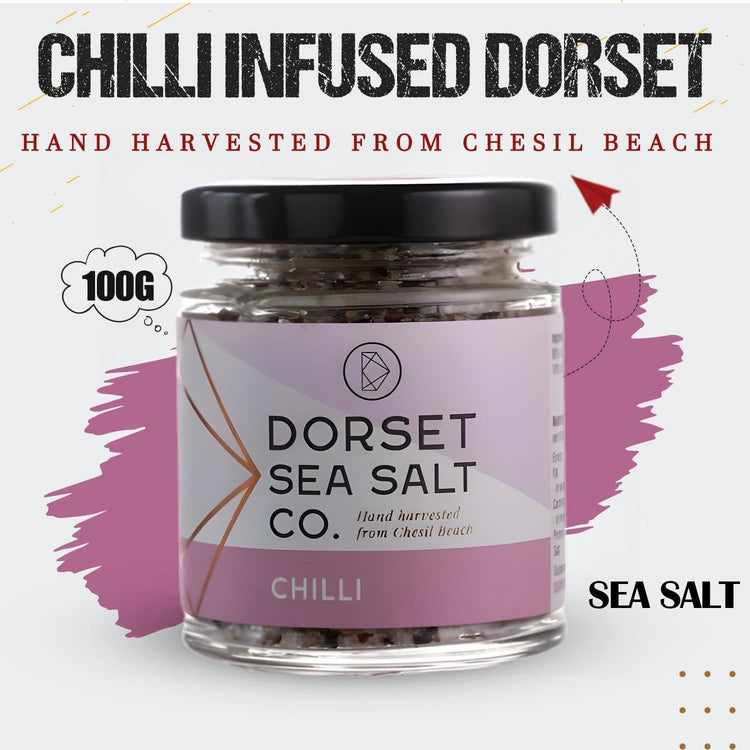 Dorset Sea Salt Chili Infused Hand Harvested From Chesil Beach & Fresh 100g
