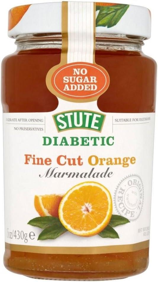 Stute No Sugar Added Fine Cut Orange Marmalade 430g (Pack of 6 x 430g)