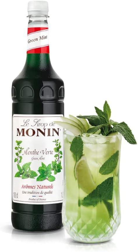 MONIN Premium Green Mint Syrup 1L for Coffee and Cocktails 5 Packs Colourings