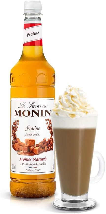 MONIN Premium Praline Syrup 1L Coffees, Frappes & Cocktails 6 Packs Colourings
