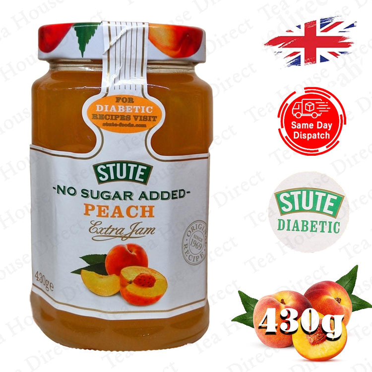 Stute Diabetic Peach Extra Jam No Sugar Added 430g X - Packs of 1-12