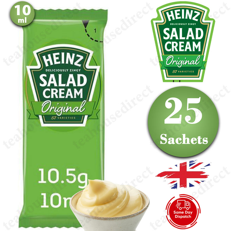 25 (1 x 25) Heinz Salad Cream Sachets 10ml Individual Single Portion