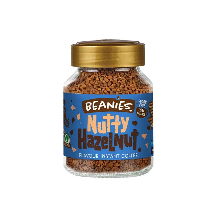 Beanies Nutty Hazelnut Flavours Instant Coffee 50g Low Calorie and Sugar Free x6